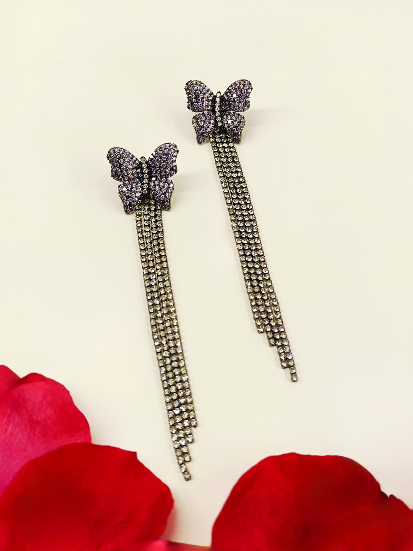 Eshwari Lavender Butterfly Victorian Earrings