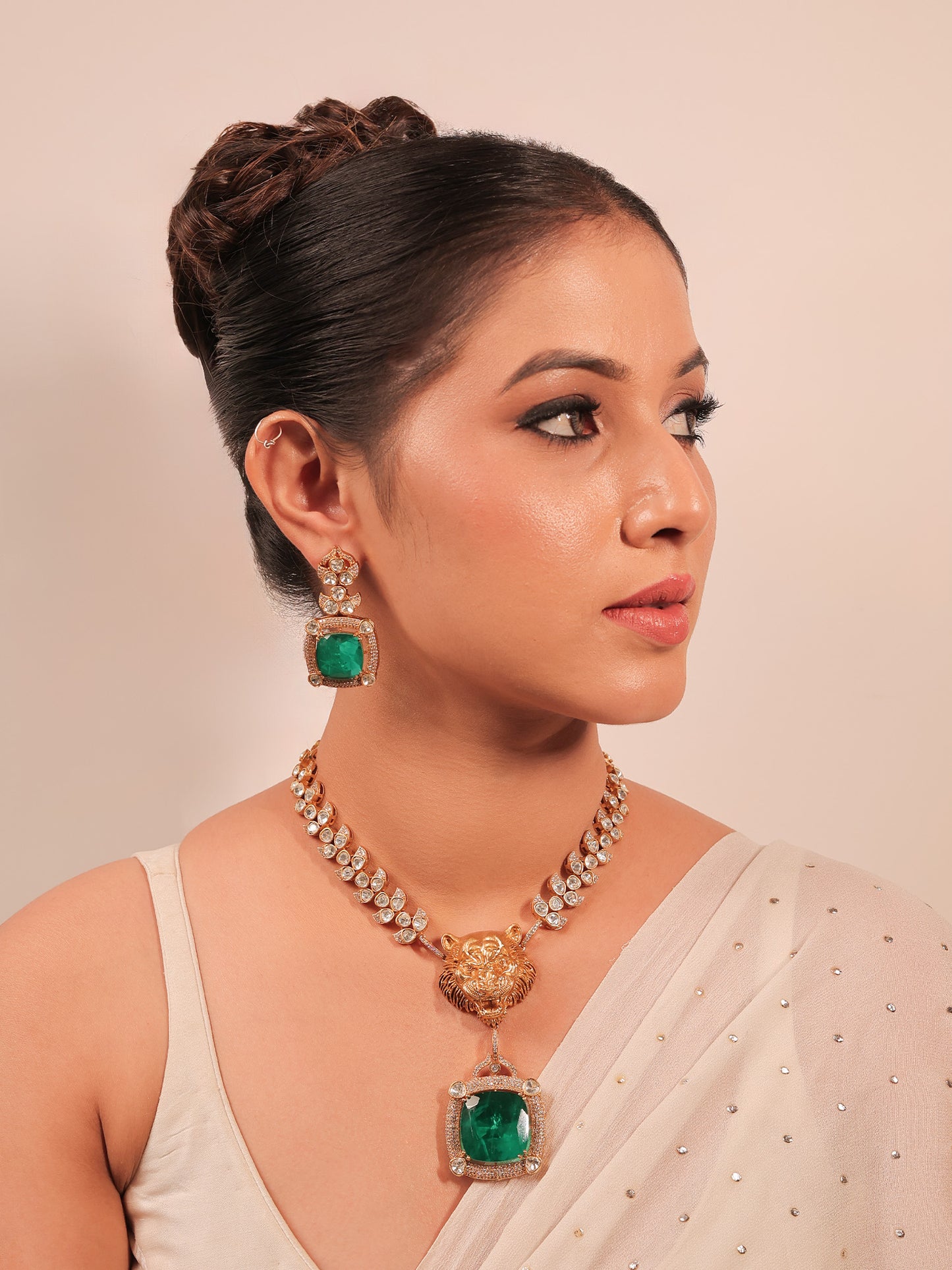Irina Green Kundan Necklace Set