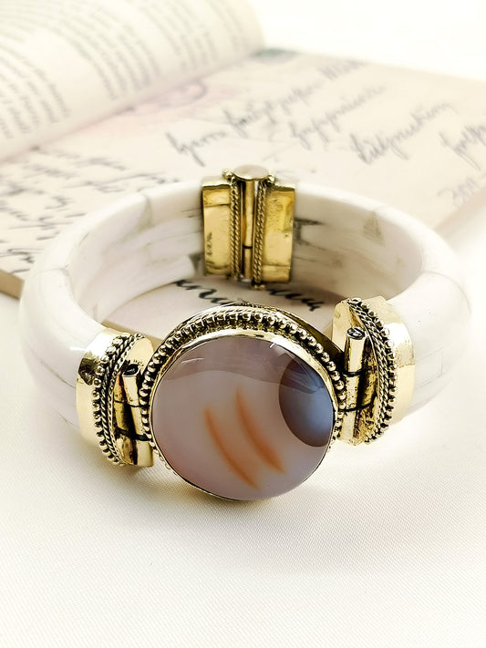 Anshuman Baby Pink Bone Men's Bracelet
