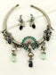 Madhushri Green Peacock Oxidized Hasli Style Necklace Set