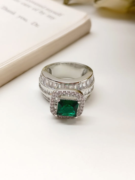 Zafeerah Green American Diamond Finger Ring