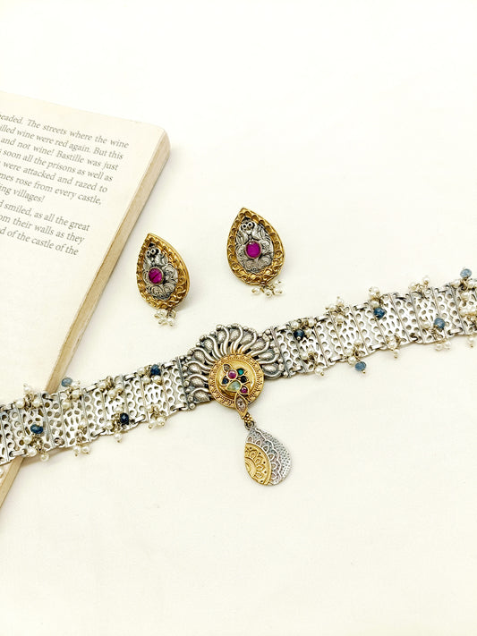 Nilam Multi Colour Oxidized Choker Set