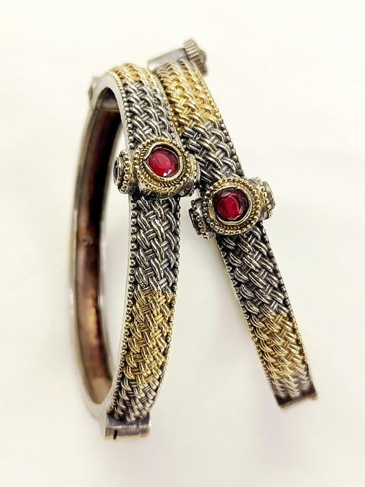 Kashini Ruby Oxidized Bangles
