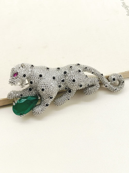 Hridaan Green Leopard Men's Brooch