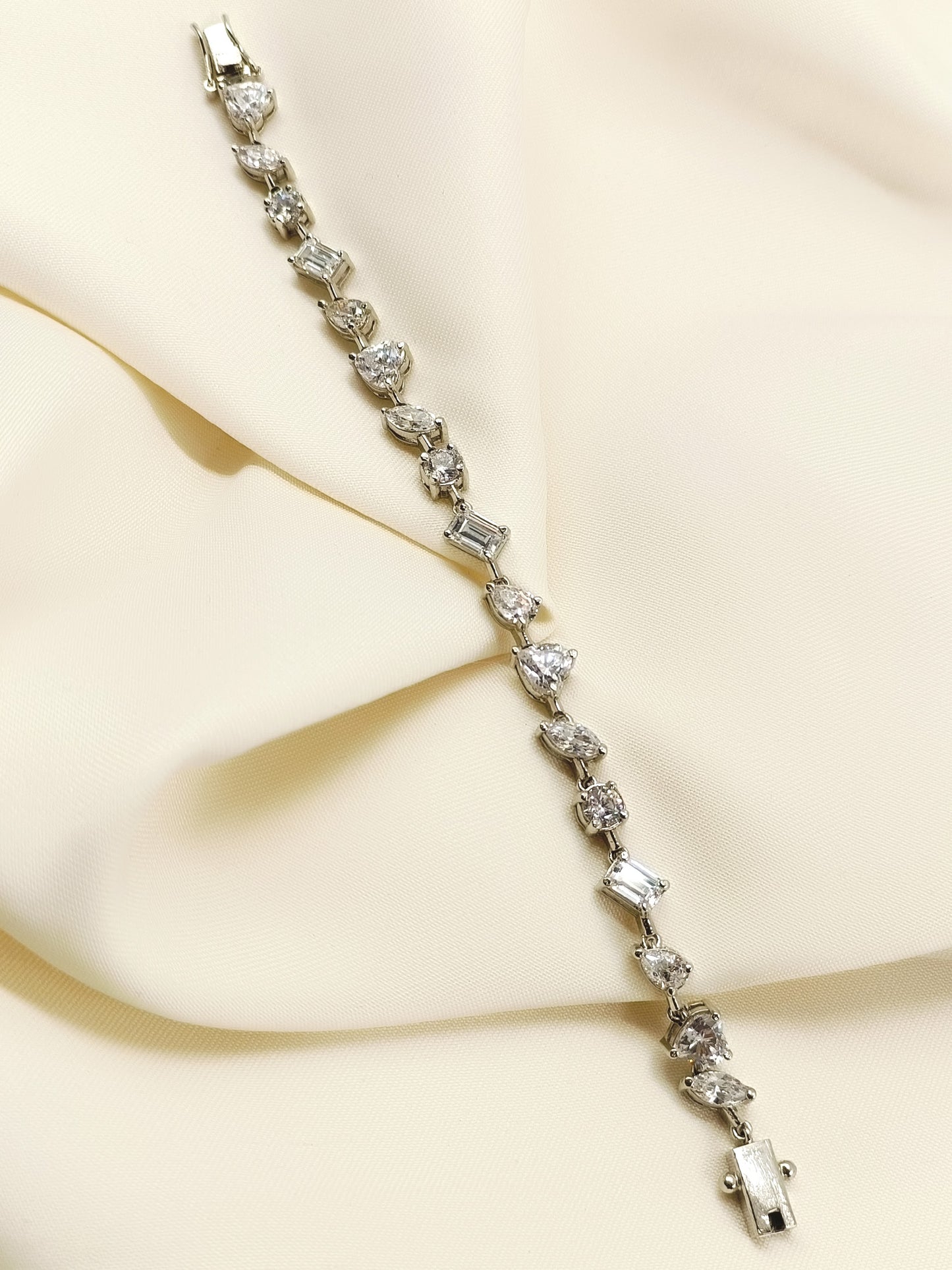 Gunjita White 92.5 Silver American Diamond Bracelet