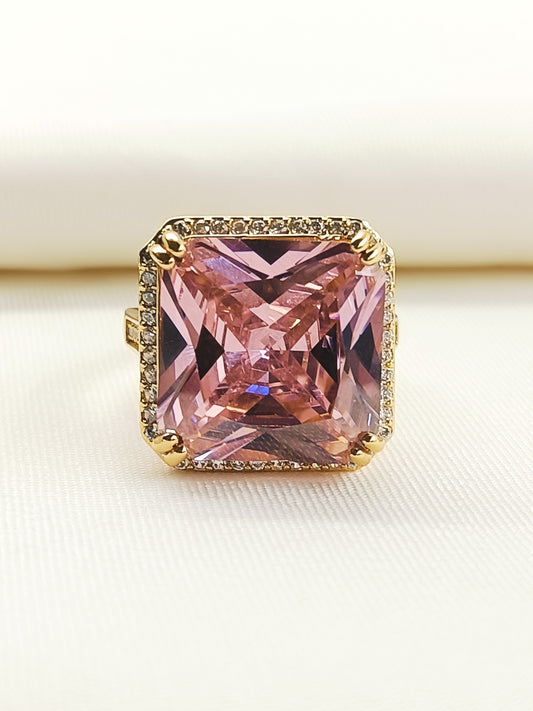 Vasundhara Baby Pink American Diamond Finger Ring