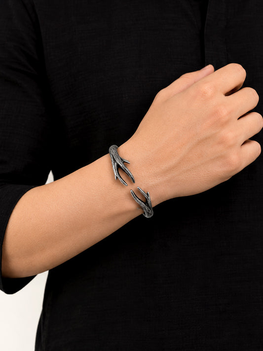Yuvi Wild Antler Gun Metal Men's Bracelet
