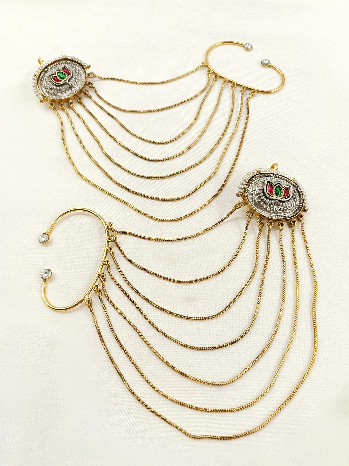 Yukta R&G Lotus Dual Tone Ear Chain with Cuff