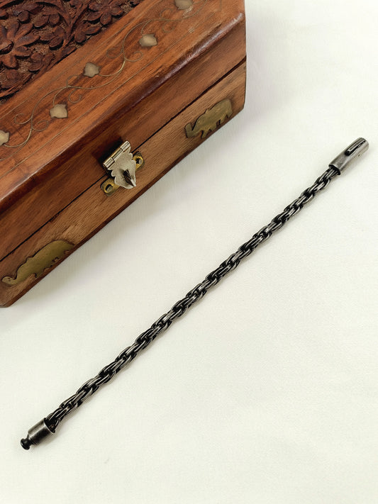 Wriddhish Oxidized Wheat Chain Men's Bracelet
