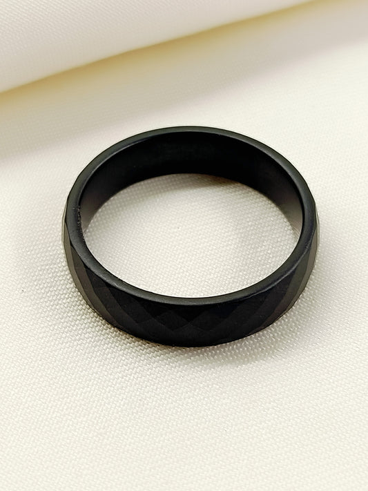 Anand Black Faceted Band Men's Ring