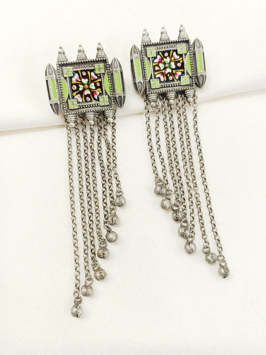 Onyx Multi Colour Oxidized Earring