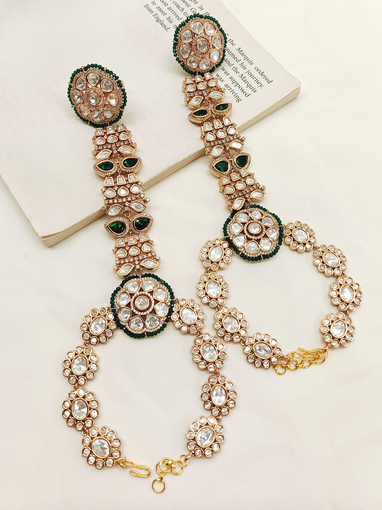 Nina Green Kundan Hathphool Set Of 2