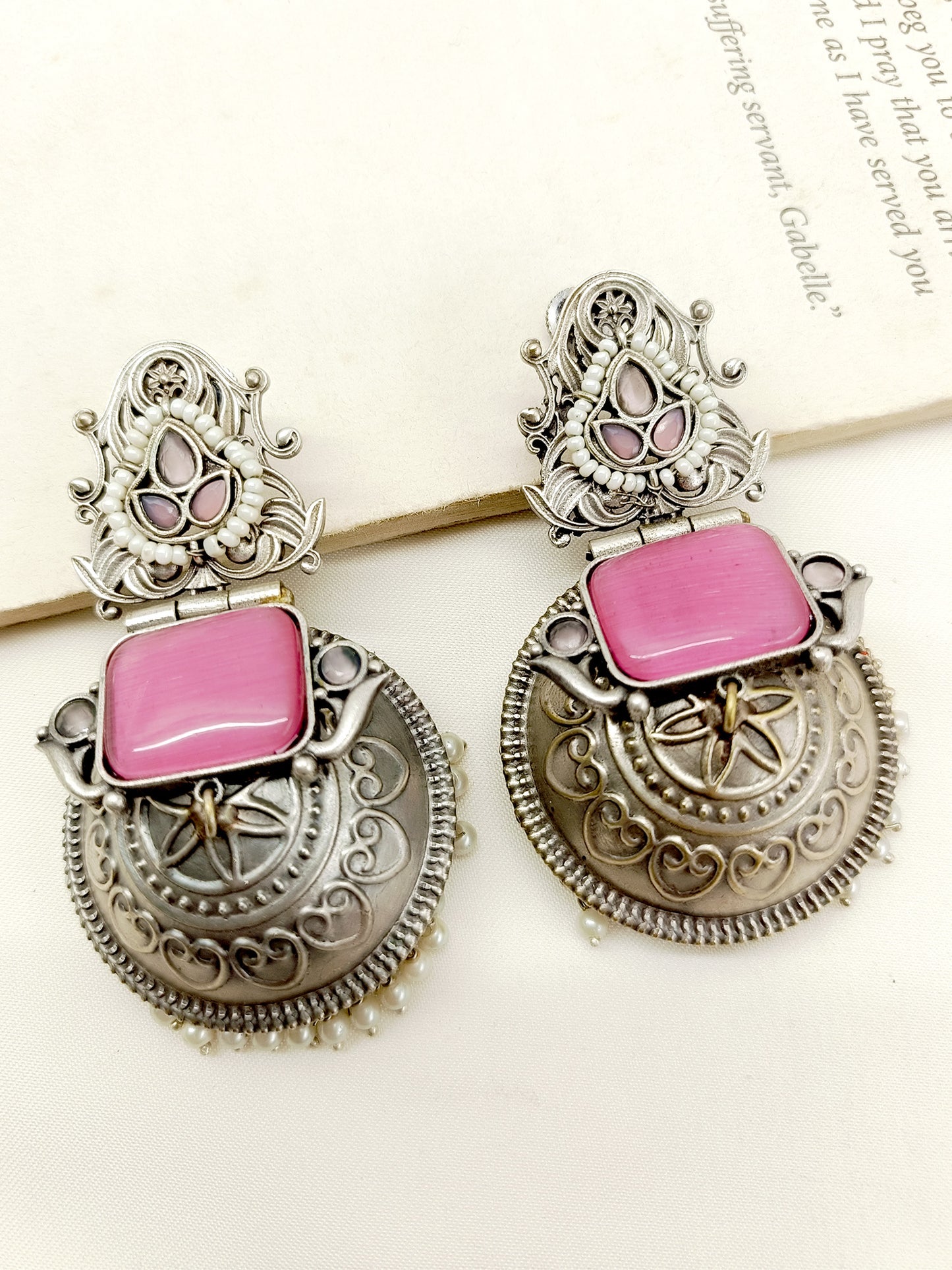 Sonu Pink Oxidized Jhumki