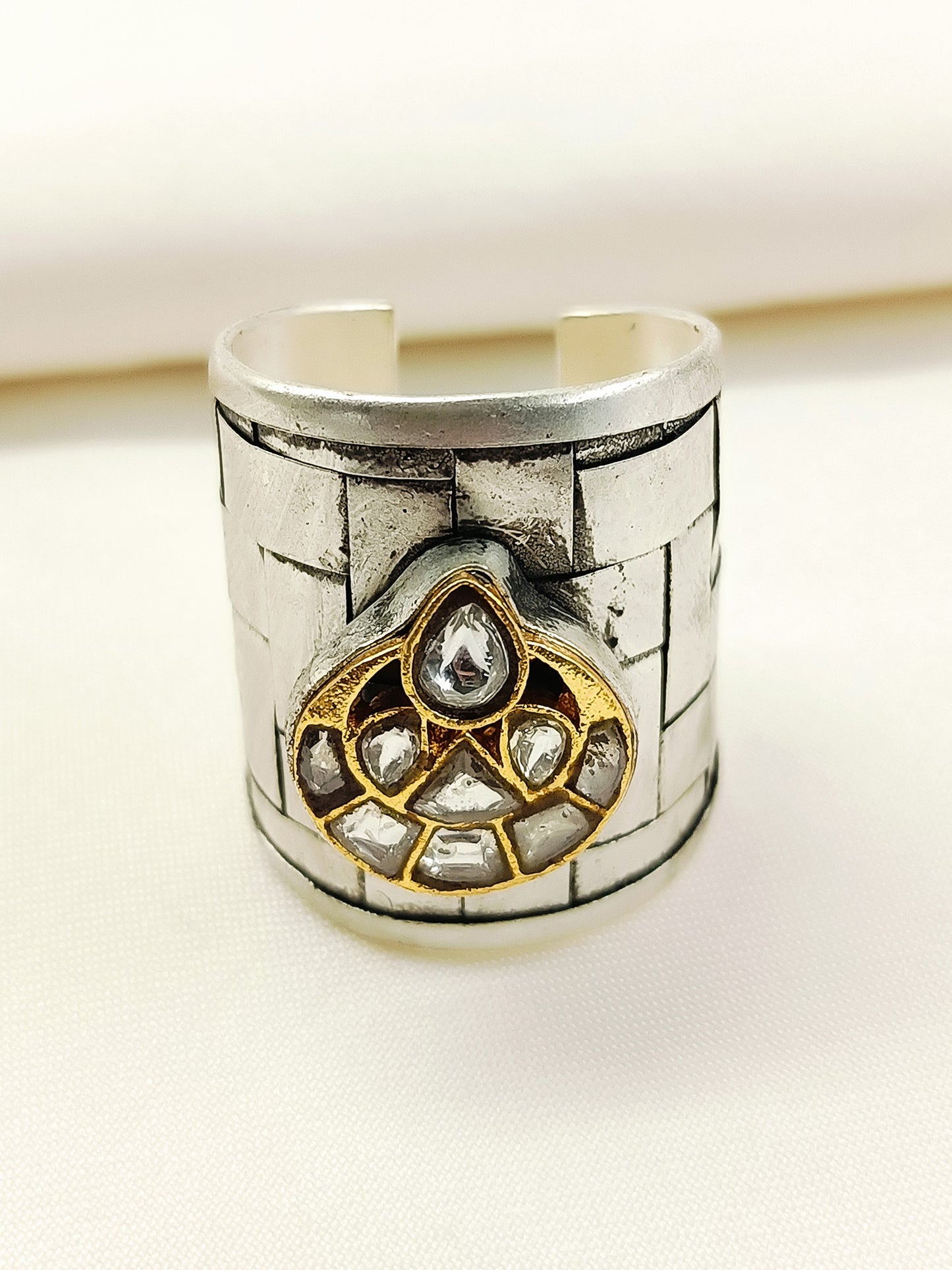 Tarasha White Oxidized Finger Ring