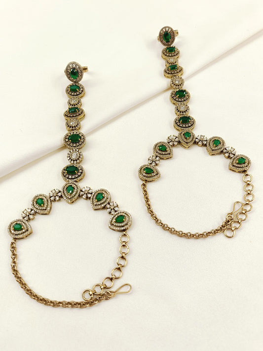 Rukmani Green Kundan Hathphool Set Of 2