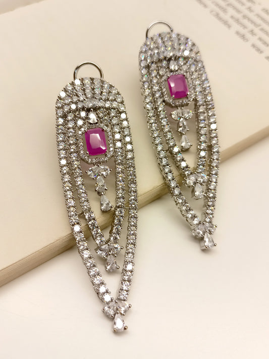 Adina Ruby American Diamond Earrings