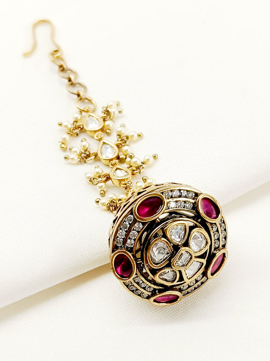 Ekansha Maroon Kundan Borla