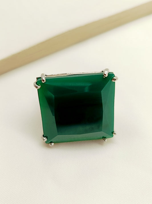 Nayra Green American Diamond Finger Ring