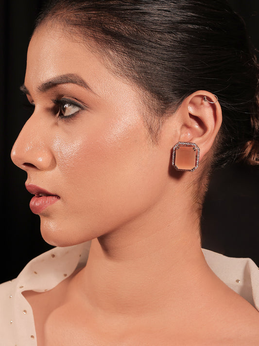 Ishita Peach Diamond Rhodium Plated Victorian Tops