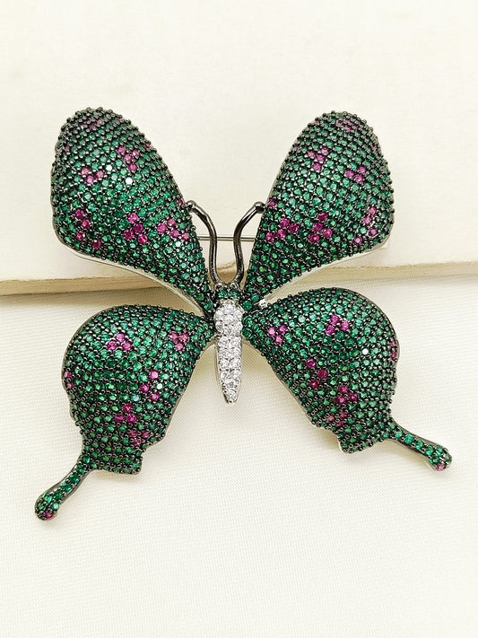 Devansh Green Butterfly Brooch