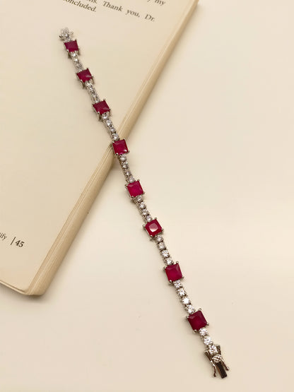 Ripple Ruby American Diamond Bracelet