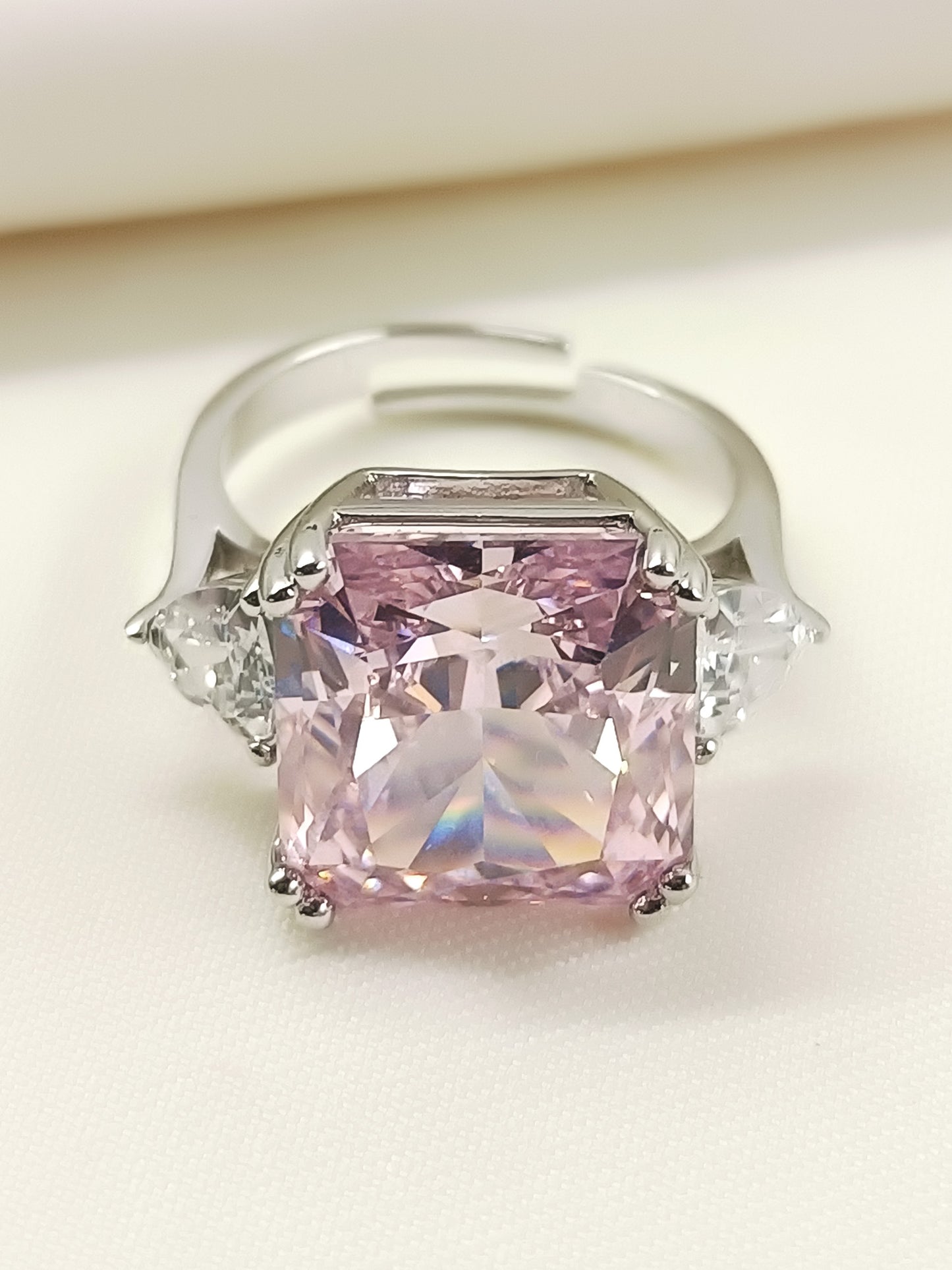 Arianna Pink American Diamond Finger Ring