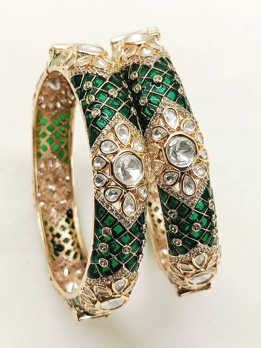 Divya Green Kundan Bangles