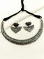 Firaki Plain Lotus Oxidized Choker Set