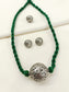Ilina Green Oxidized Pendant Set With Ring