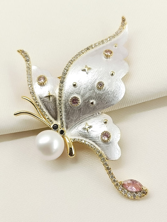 Gianna White Butterfly Brooch