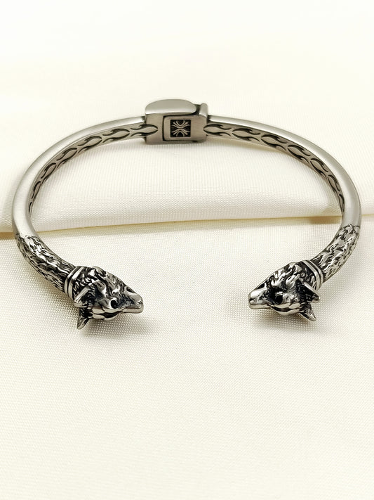 Sudhir Alpha Wolf Gun Metal Men's  Bracelet