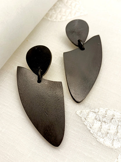 Chandelier Black Wooden Western Earrings