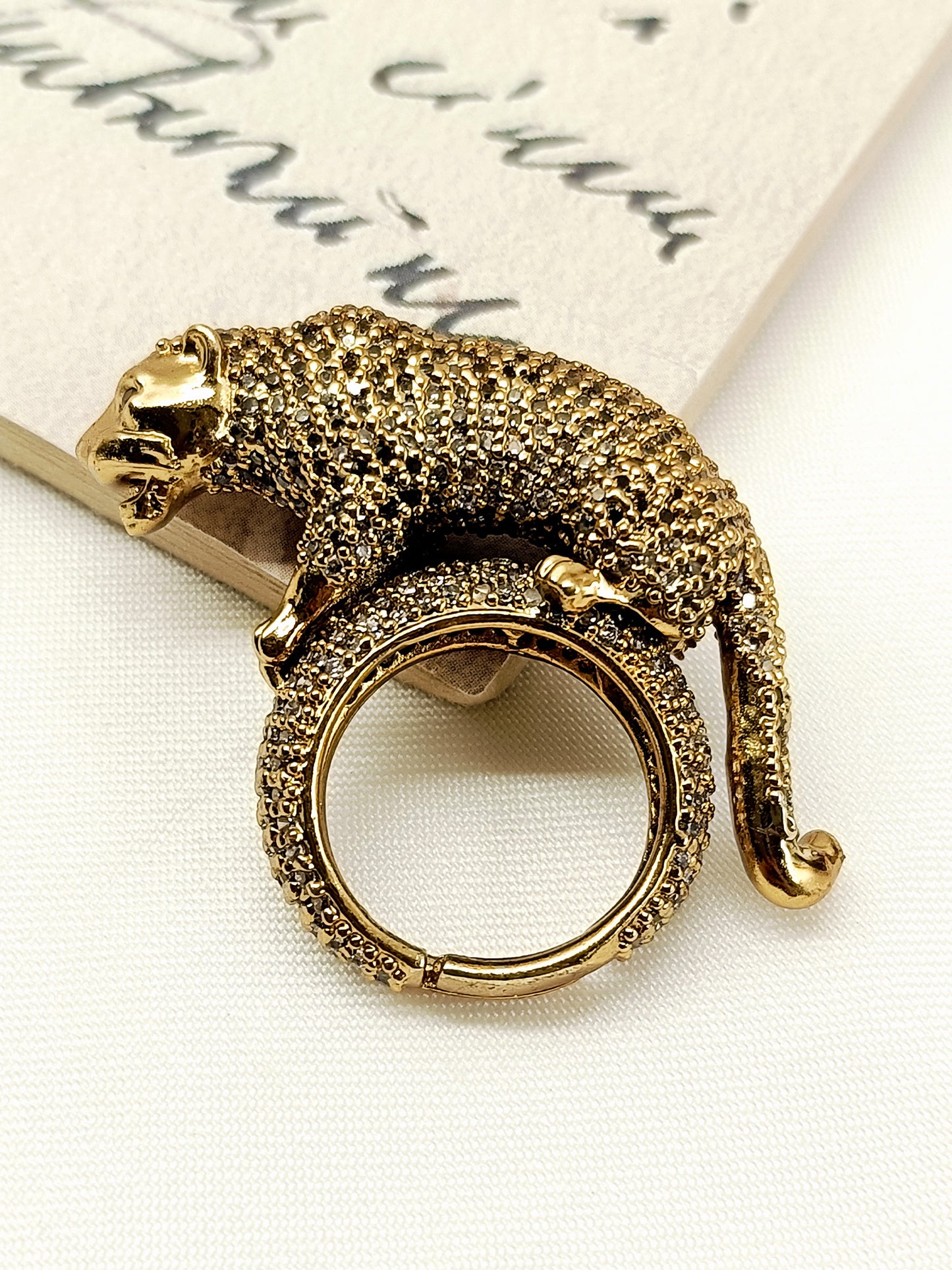 Nimral Gold Panther Statement Men's Finger Ring