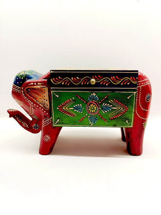 Chanderi Handcrafted Elephant Jewellery Box