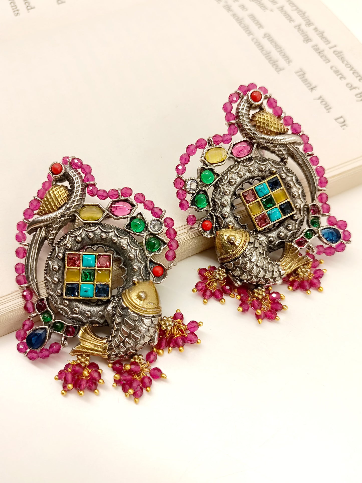 Komal Multi Colour Oxidized Earrings