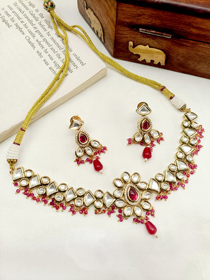 Dhanshika Ruby Kundan Necklace Set