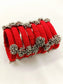 Menna Red Fabric Bangles with Ghungroo