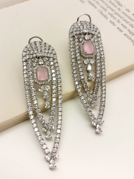 Jael Baby Pink American Diamond Earrings