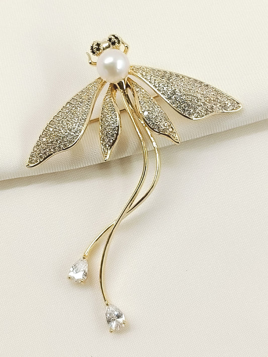 Chetaki White Dragonfly Brooch