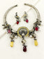 Padmavati Yellow Peacock Oxidized Hasli Style Necklace Set