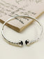 Aarnik Silver Open Kada with Black Stone - Adjustable Classic