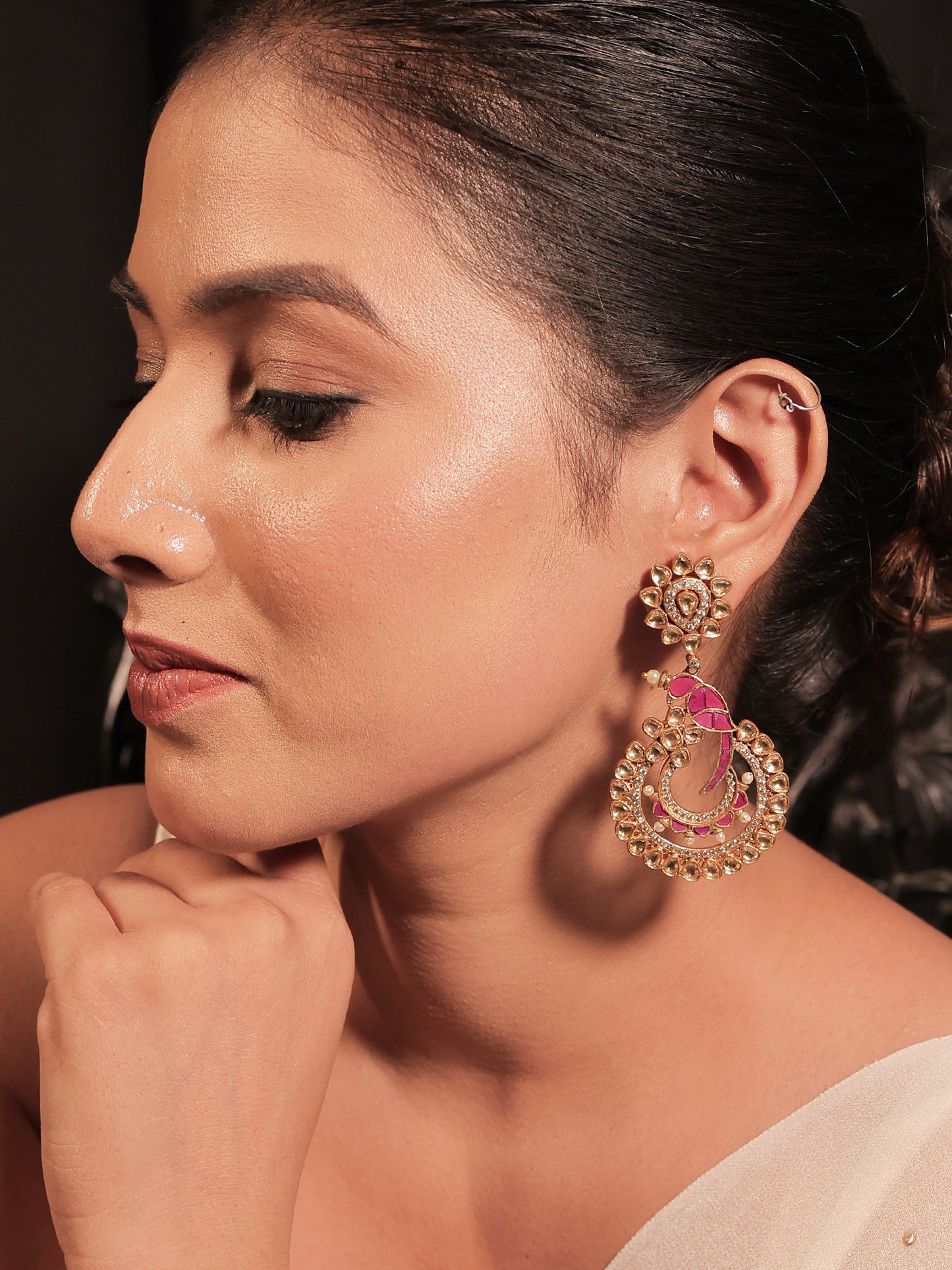 Ankita Ruby Gold Plated Pachi Kundan Earrings