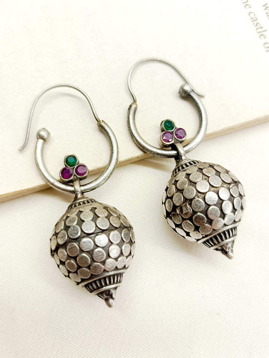 Harinakshi R & G German Silver Oxidized Earrings