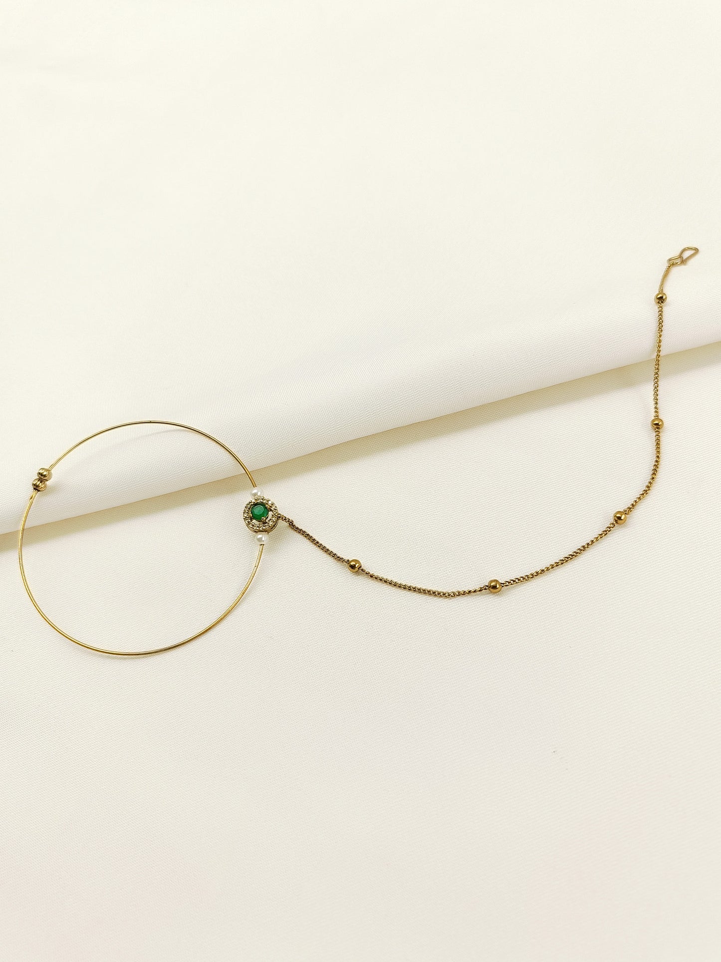 Sajani Green Antique Nath with Chain