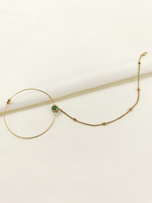 Sajani Green Antique Nath with Chain