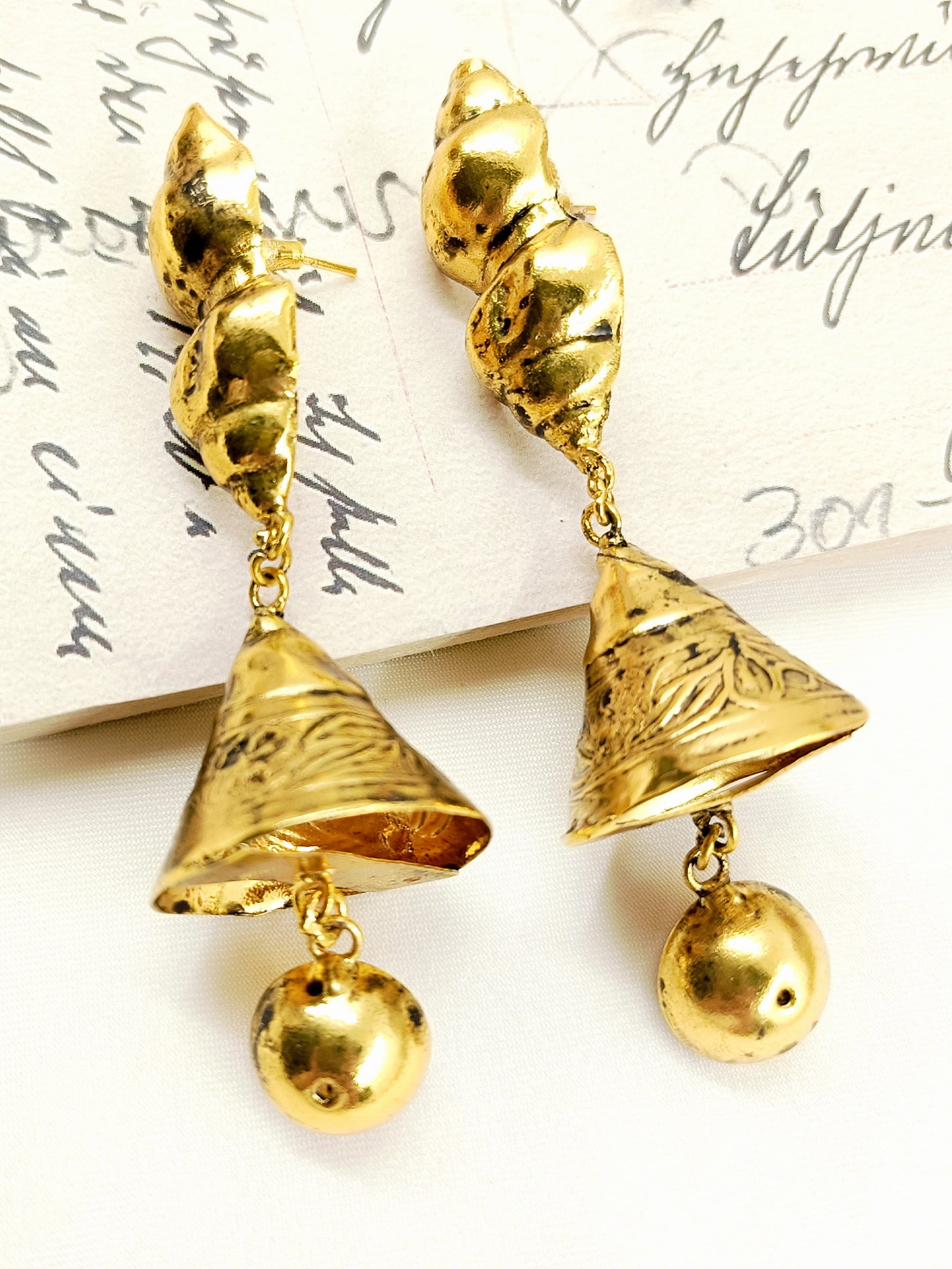 Audrina Golden Tribal Oxidized Earring
