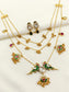 Anchal Mayura Green Parrot 3 Layer Kundan Long Necklace Set