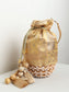 Pranile Mustard Yellow Banarasi Brocade Potli Bag with Pearl Base