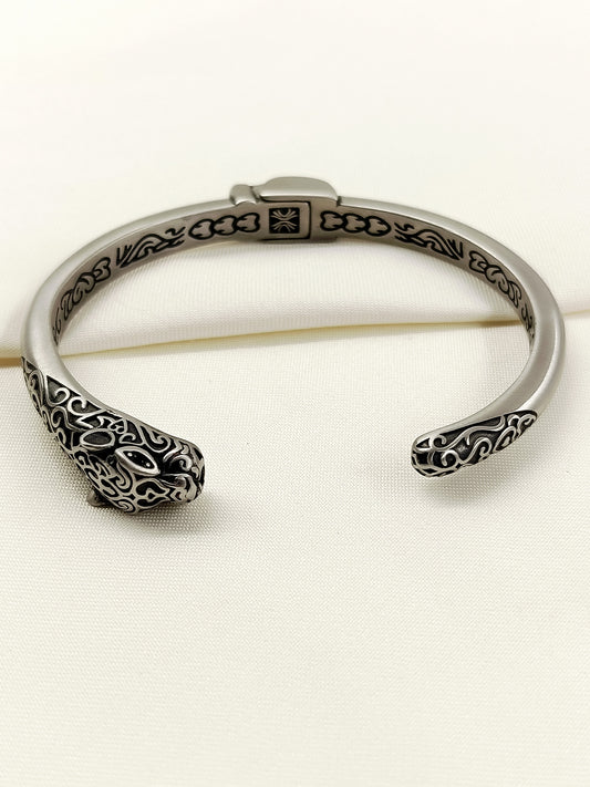 Ronav Panther Gun Metal Men's Bracelet