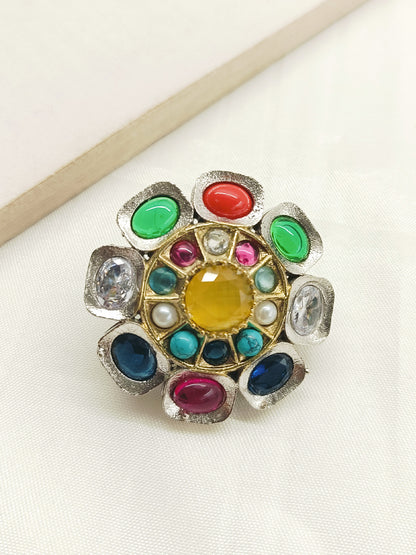 Aaradhya Multi Colour Oxidized Finger Ring